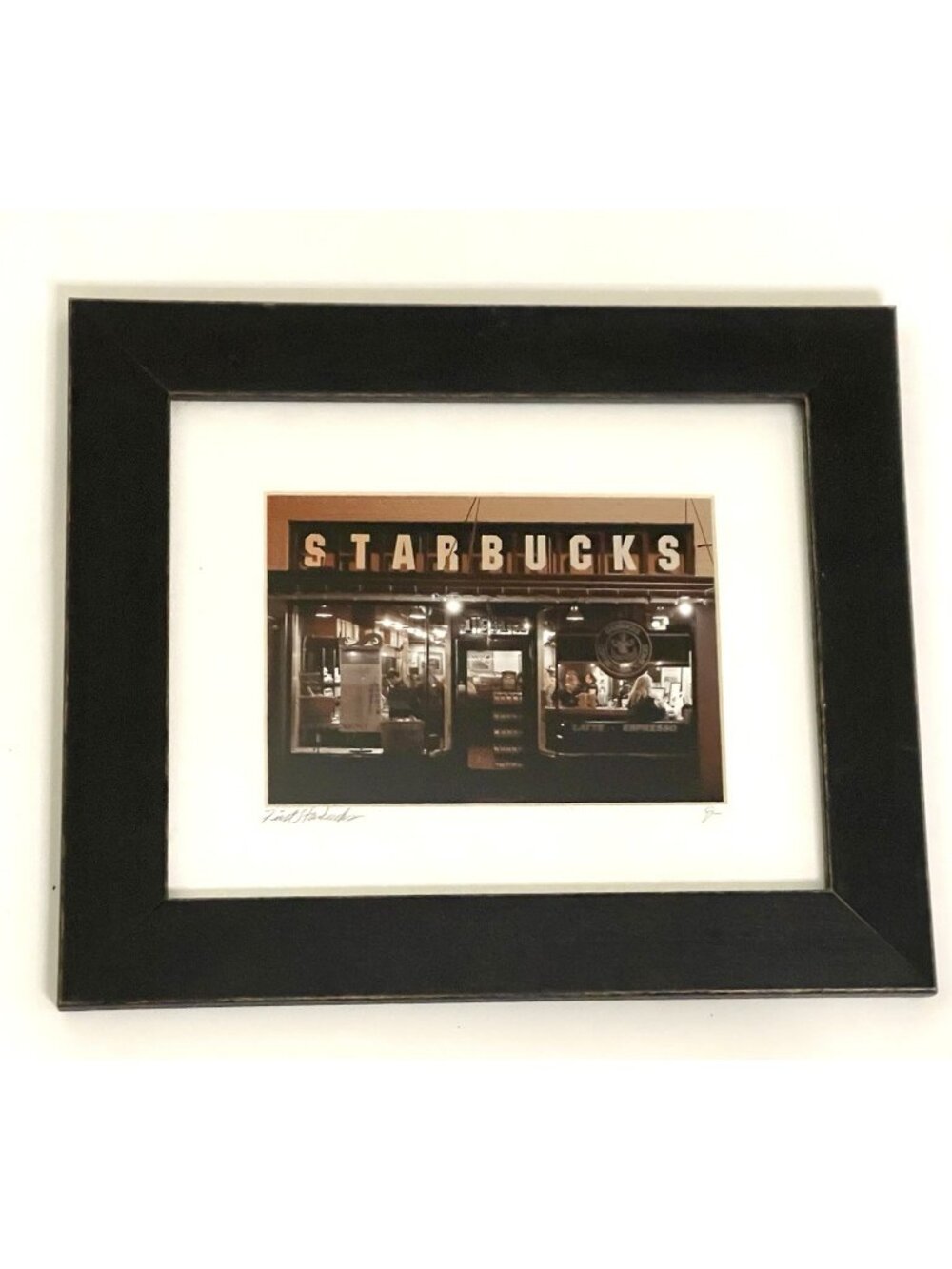 First Starbucks Seattle Photo Print Jon Robinson Signed Framed Pike Place Market